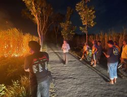 Polsek Ngantru Datangi TKP Kebakaran Pada Lahan Tebu