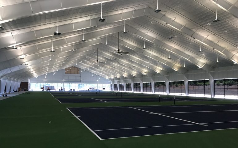 tukang lapangan tenis semi indoor acrylic surfacing